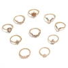European and American cross-border fashion accessories, diamond-encrusted retro combination joint ring, crown, star water drop 10-piece set ring details Picture